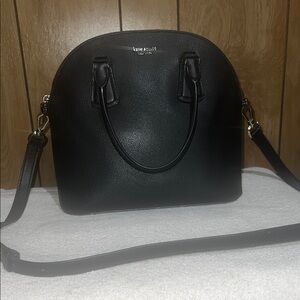 kate spade Black Pebbled Dome Satchel with Crossbody Strap